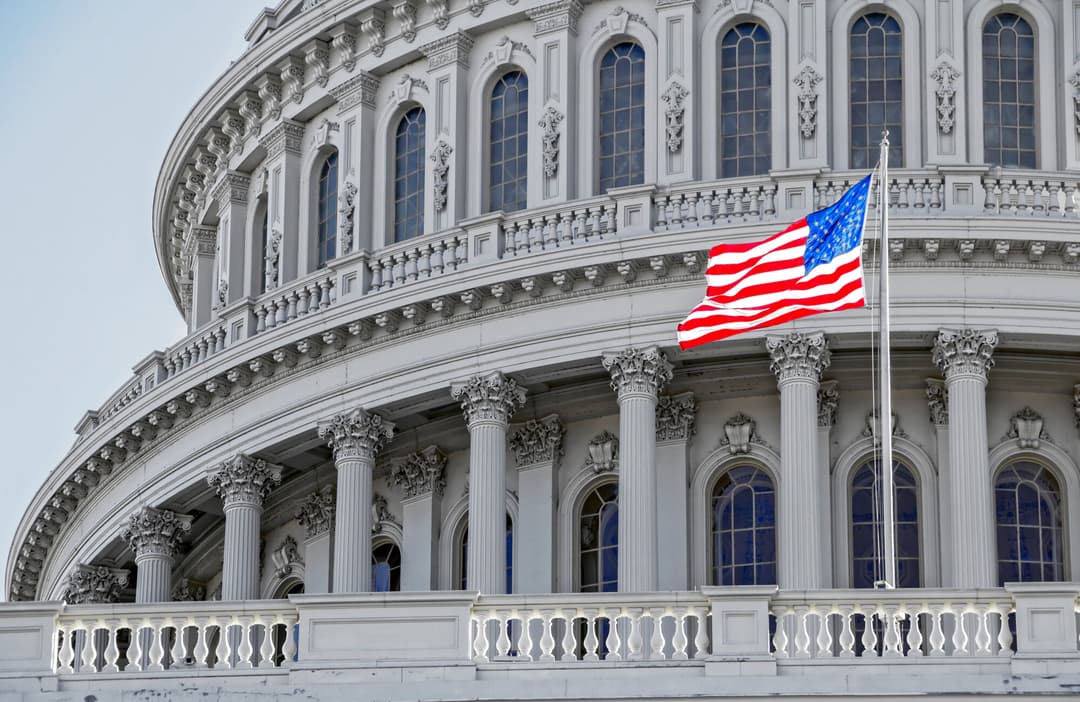 US Capitol with American Flag